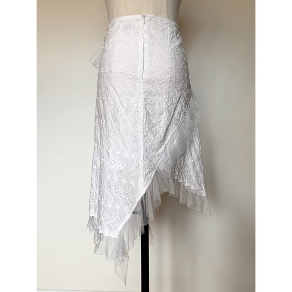 White Eyelet Lace Skirt w/ Tulle Trim - Picture 4 of 6